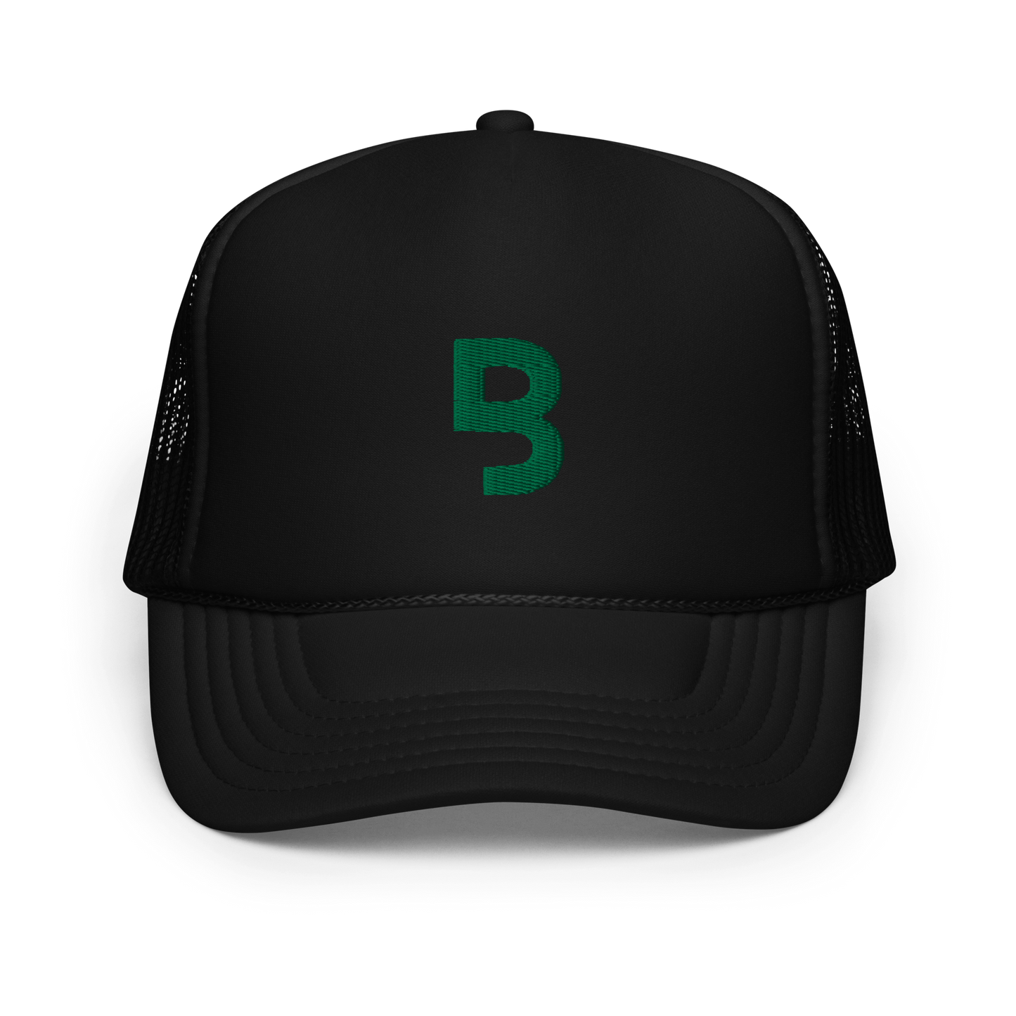 Foam Trucker Hat w/BeYou Apparel Official Logo (Black & Green)