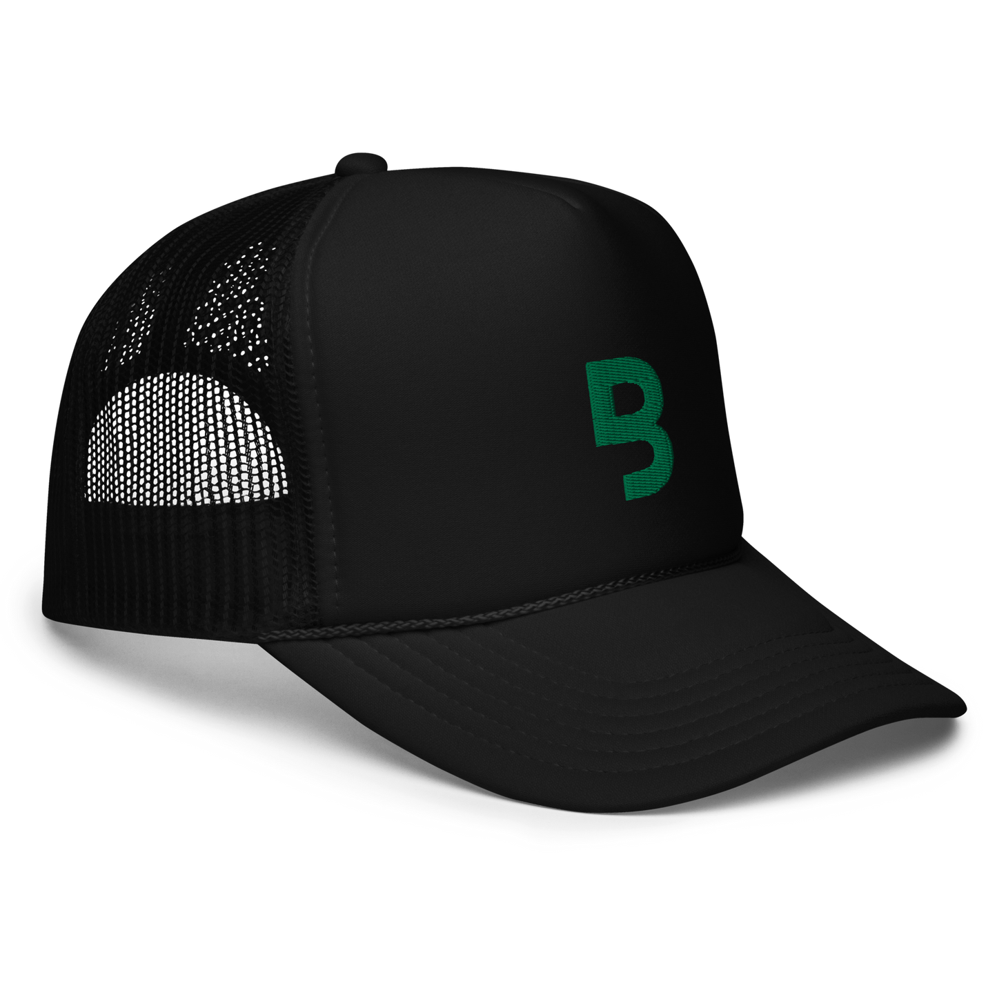 Foam Trucker Hat w/BeYou Apparel Official Logo (Black & Green)
