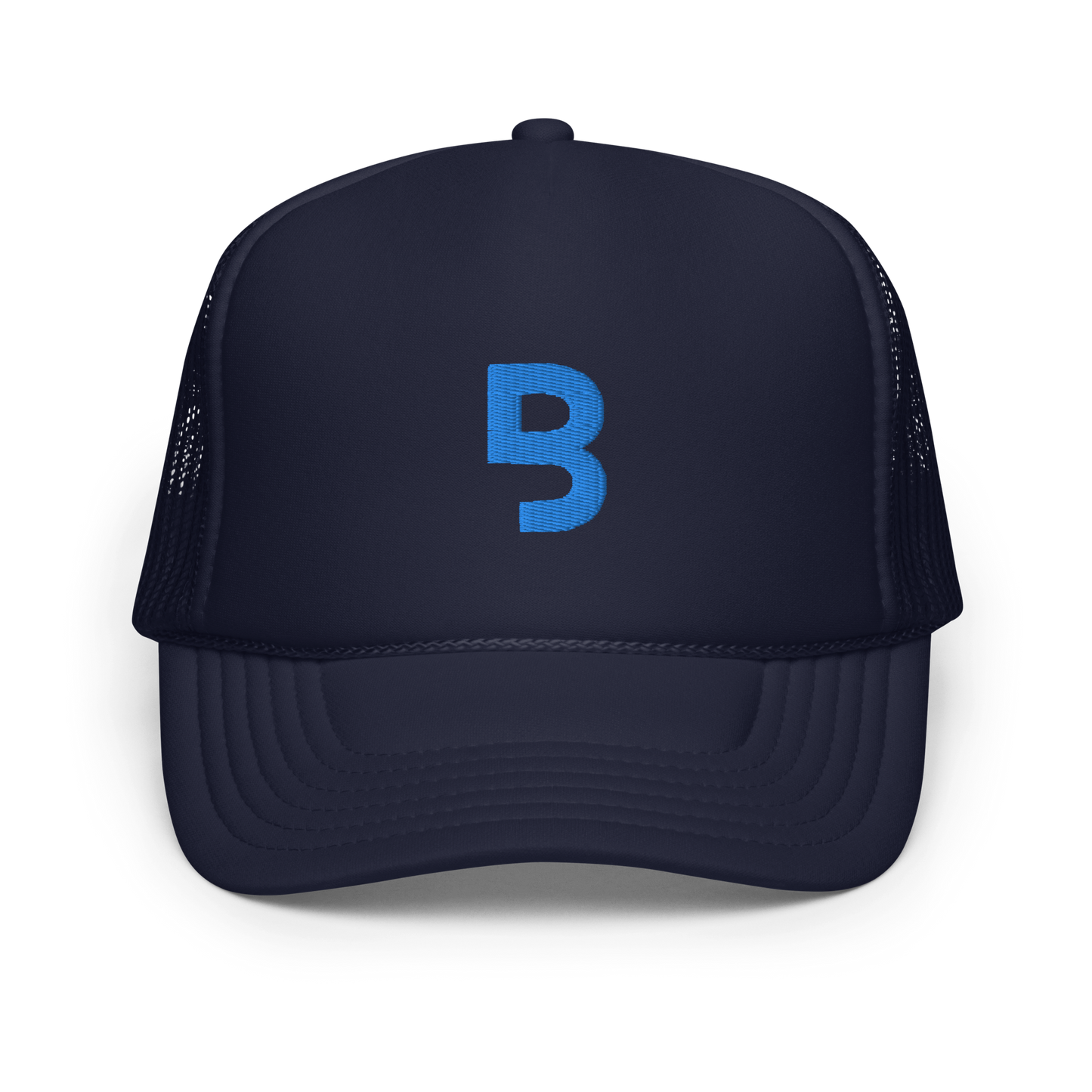 Foam Trucker Hat w/BeYou Apparel Official Logo (Navy & Baby Blue)