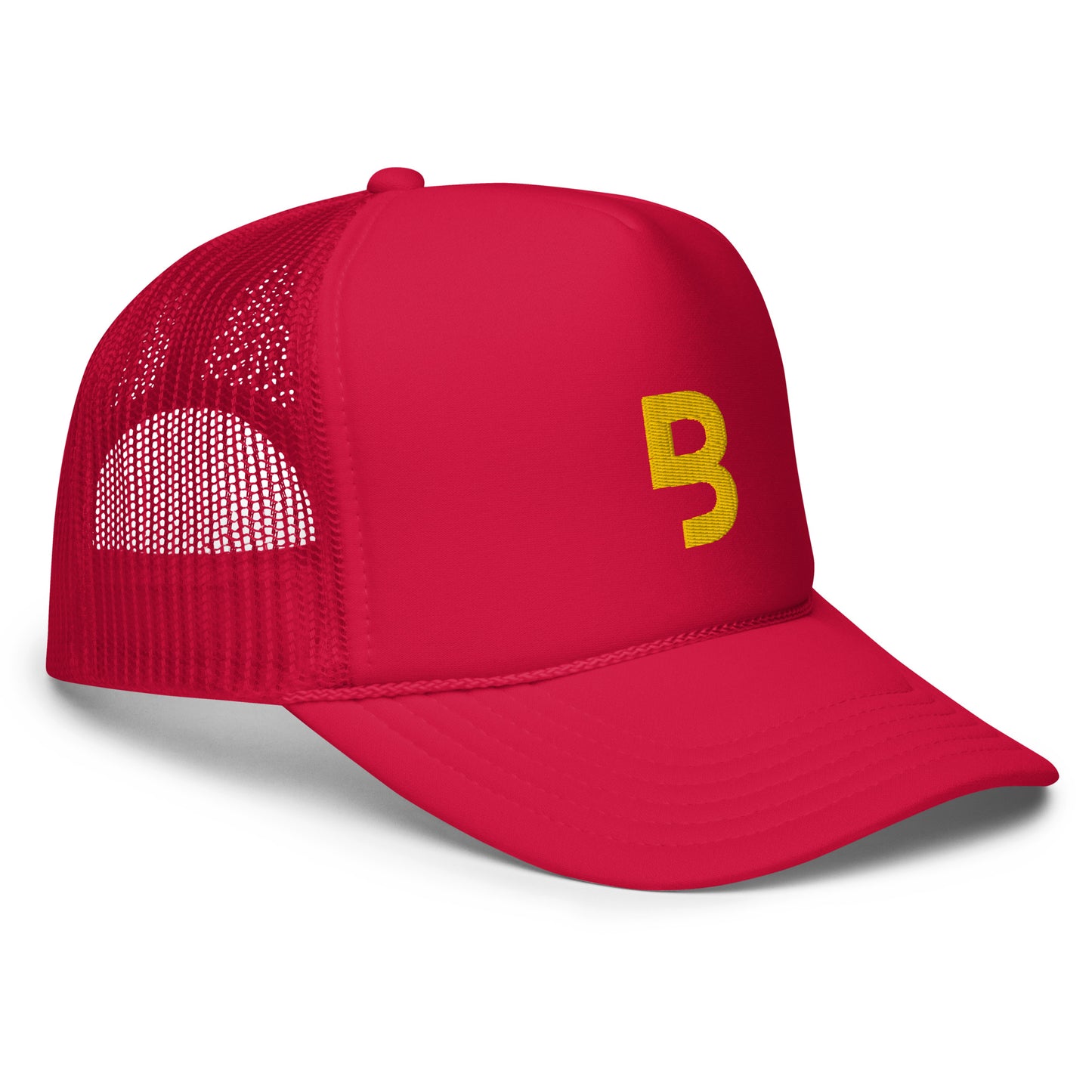 Foam Trucker Hat w/BeYou Apparel Official Logo (Red & Gold)
