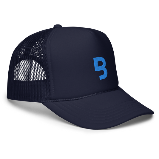 Foam Trucker Hat w/BeYou Apparel Official Logo (Navy & Baby Blue)